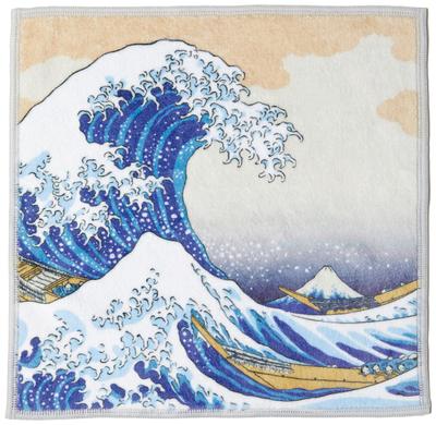 Yamamoto Jin Shoten Articles Japonais Kyoto Accessoires Mouchoir pour Essuyer les Lunettes et les Smartphones Tissu La Grande Vague de Kanagawa 25 x 25 cm