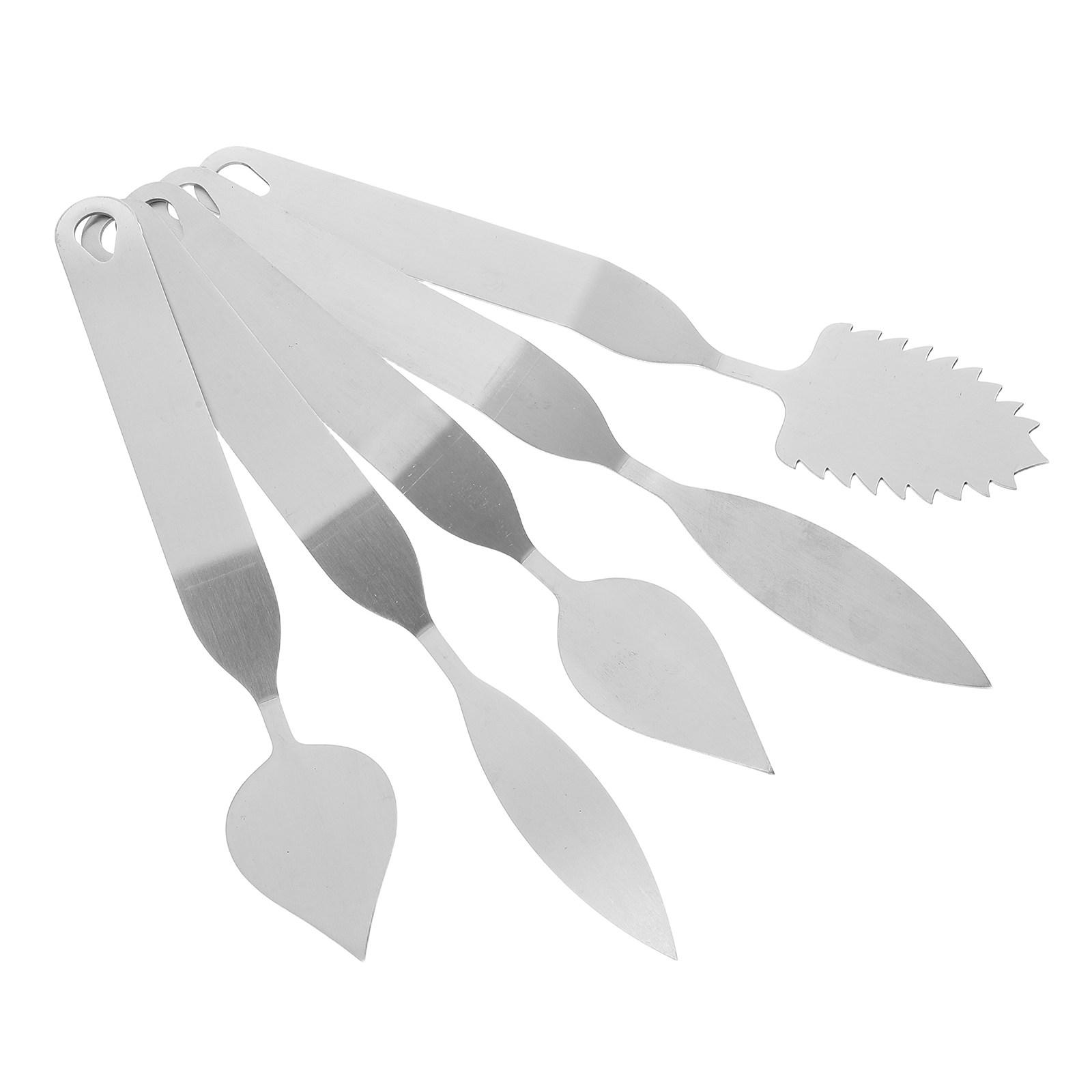 

5Pcs Stainless Steel Chocolate Spatula Baking Decoration Tool Set Feather Leaf Cutter for Cake Mousse Cream Art Professional