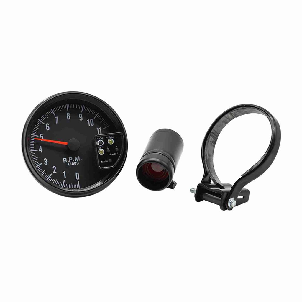 5 Inch Tachometer Gauge Black 7 Colors Backlight with Shift Light Peak Sound LED Flash When RPM Warning