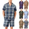 Men's Short Sleeve Button Down Pajama Set with Shorts Soft Casual Sleepwear S To XXXXL Comfortable Lounge Wear