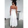 New Women's Elegant Solid Color Low-cut V-neck Suspender High Waist Flowy Maxi Long Dress For Party Evening Casual