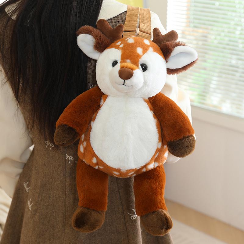 Plush Animal Backpack Sloth Lion Sheep Lemur Giraffe Rabbit Deer Elephant Stuffed Toy Cute Soft Kawaii Boys Girl School Bag Gift