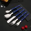 5Pcs Acrylic Handle Rivets Tableware Cutlery Set Stainless Steel Dinner Fork Knife Spoon Western Dinnerware Kitchen Flatware