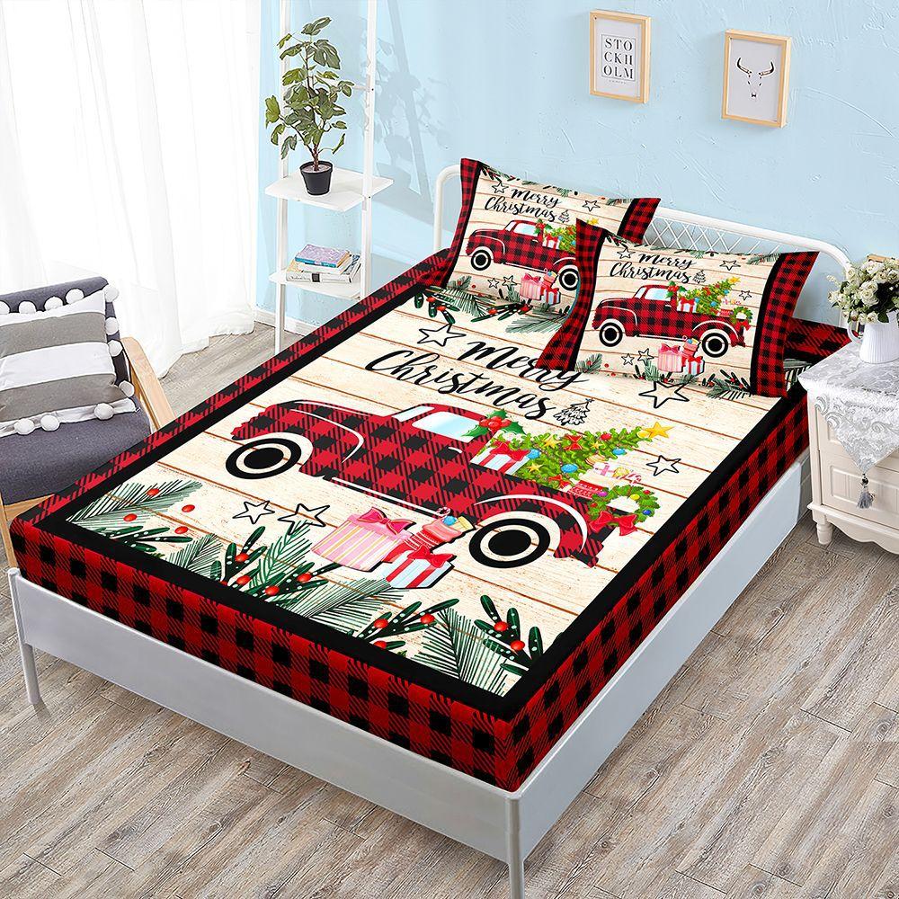 Christmas Mattress Three-Piece Bedspread Children'S Kit Mattress Protective Cover