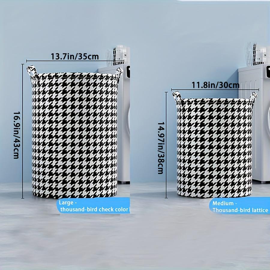 Minimalist Houndstooth Pattern Laundry Basket, Large Capacity Storage Organizer With Handle