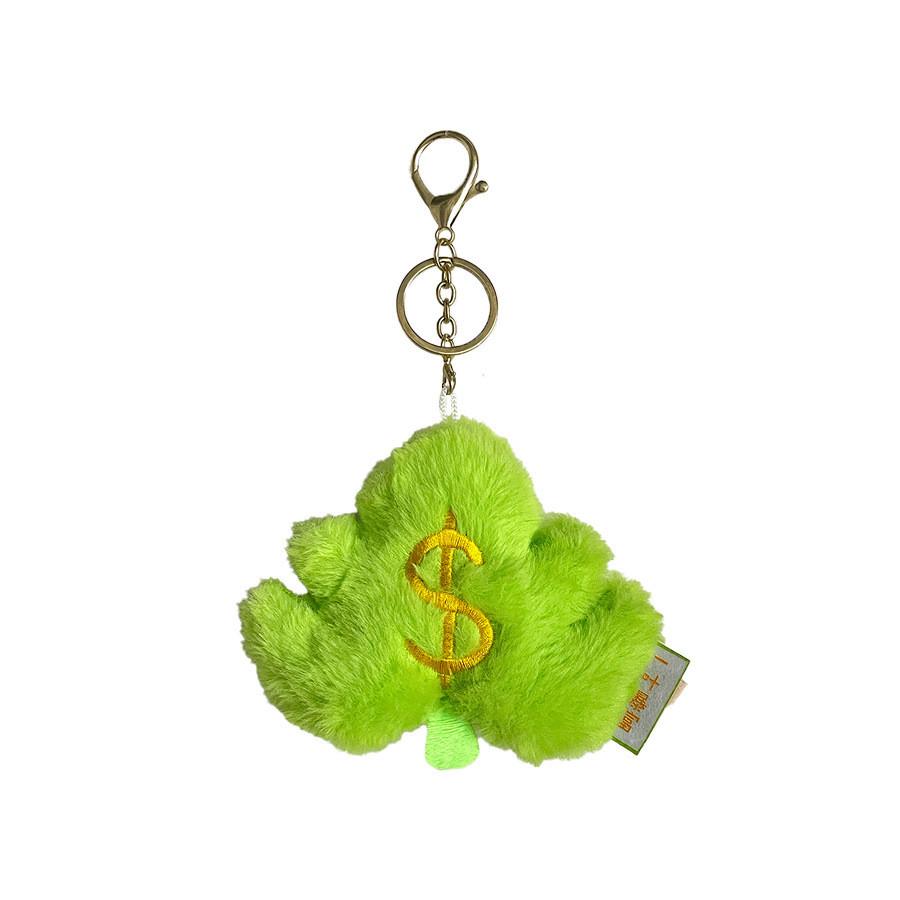 

Money Green Leaf Plush Keychains Doll Pendant Cartoon Decorations Gift Kids