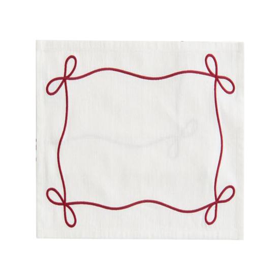 Napkin Nordic Style Embroidered Bow Pattern Cotton Linen Placemat Heat-Resistant Absorbent Fabric Napkin Cloth A