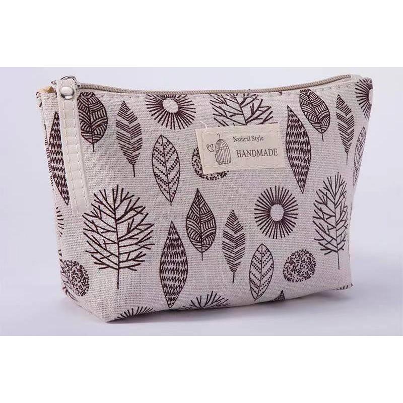 Large Capacity Canvas Wash Bag Fabric Zipper Coin Purse Convenient Travel Storage Bag