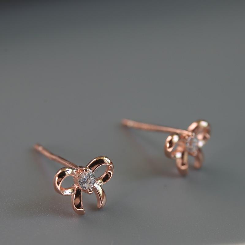 

Sweet Bow Earrings Zircon Earrings Small and Elegant Simple Design Girly Earrings