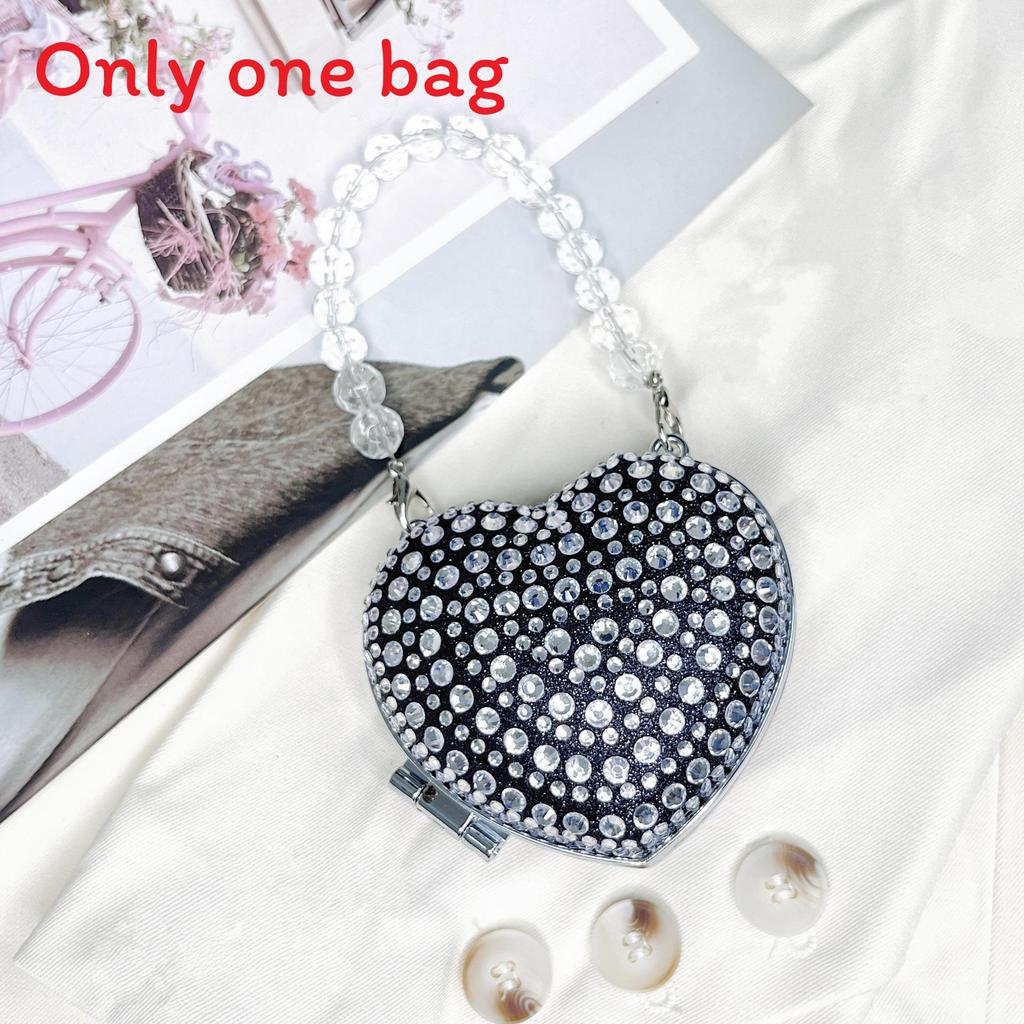 Acrylic Mini Heartshaped Box Bag With Sparkling Crystals And Magnetic Closure For Daily Use