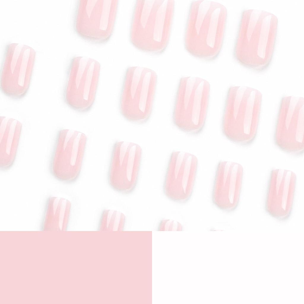 Gradient French Manicure: Pink & White Rectangle False Nail Tips