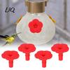Scratch-free Bird Feeder Part 4PCS Hummingbird Replacement Parts, Simulated Red Flowers Shape, Universal Elastic Nozzle Fit Silicone Waterproof