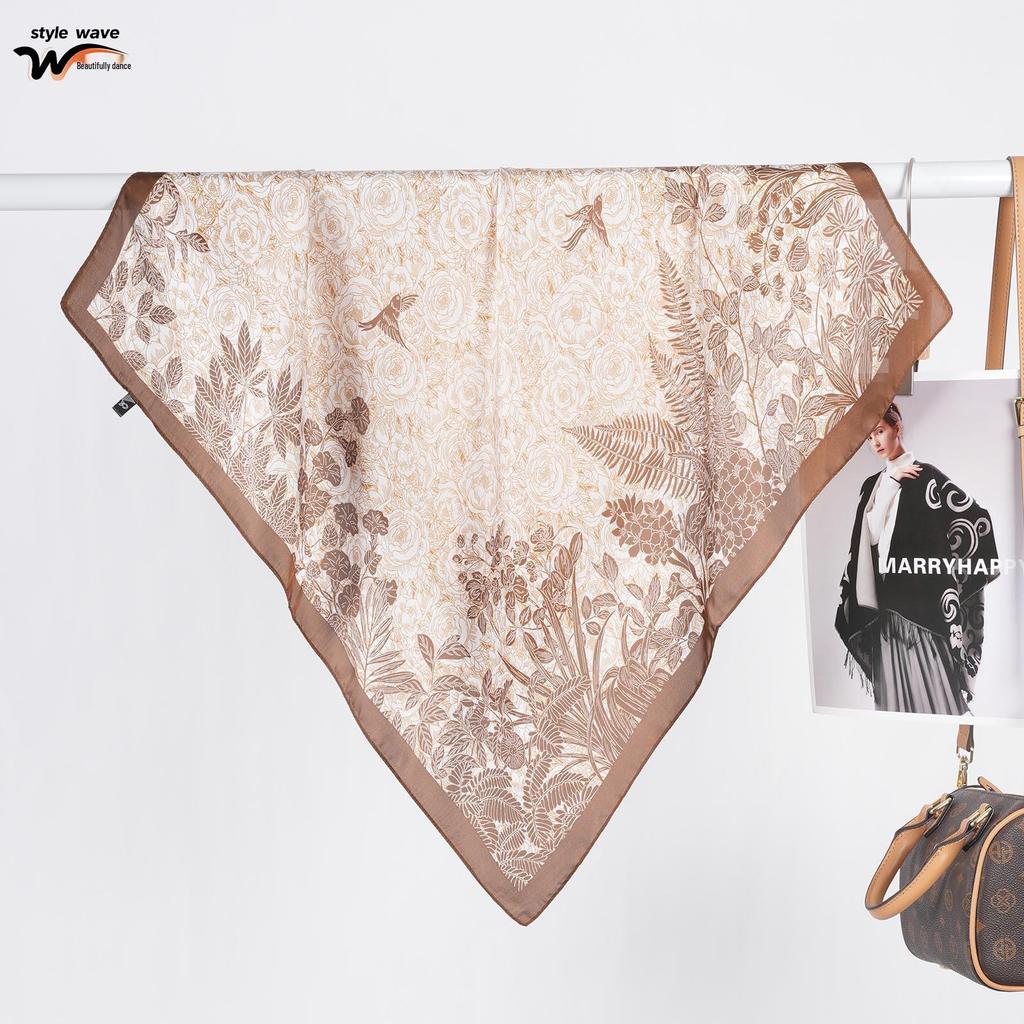 Versatile All-Season Printed Satin Square Scarf for Women - Imitation Silk Fashion Accessory