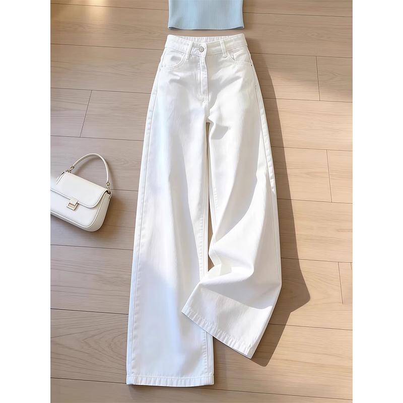 La Chapelle Women's White Straight-Leg Wide-Leg Jeans