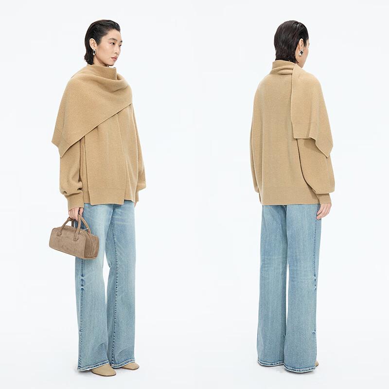 JNBY Women's Winter 2025 Loose-Fit Open Front Wool Cardigan