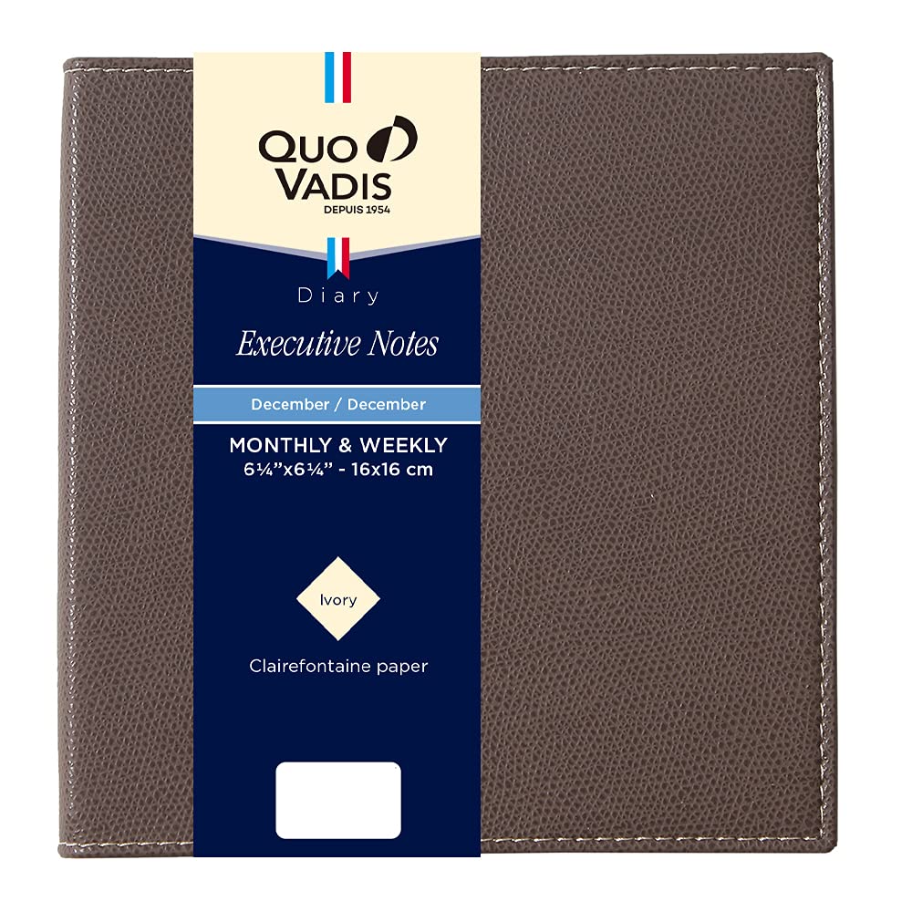 

QUOVADIS Executive Notebook/Club 2026 Weekly Vertical Diary qv90602mr marron glacé 16x16cm