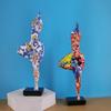 Resin Fat Lady Figurine Abstract Art Woman Statue Graffiti Colorful Ornament for Interior Entrance Desktop Decoration