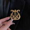 Broches de arpa clásica de moda, chapados en oro mate, para ropa de mujer, accesorios de joyería para abrigos, regalos