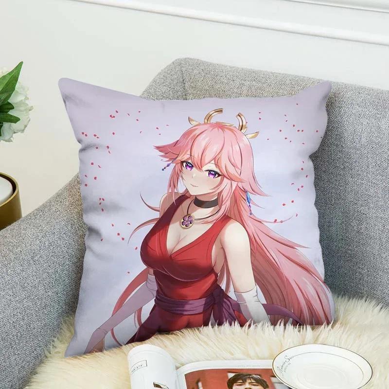 Genshin Impact Pillow Covers Decorative Cushions Cover for Sofa Pilow Cases Sleeping Pillows Pillowcase Fall Decor 45x45 Cushion