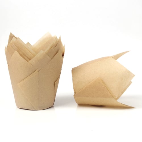 KUCOCOSNEH Paper Baking Cups, Waterproof and Oil-Proof Muffin Baking Cups, Tulip Paper Cups, High-Temperature Resistant Muffin Molds, Heat-Resistant C