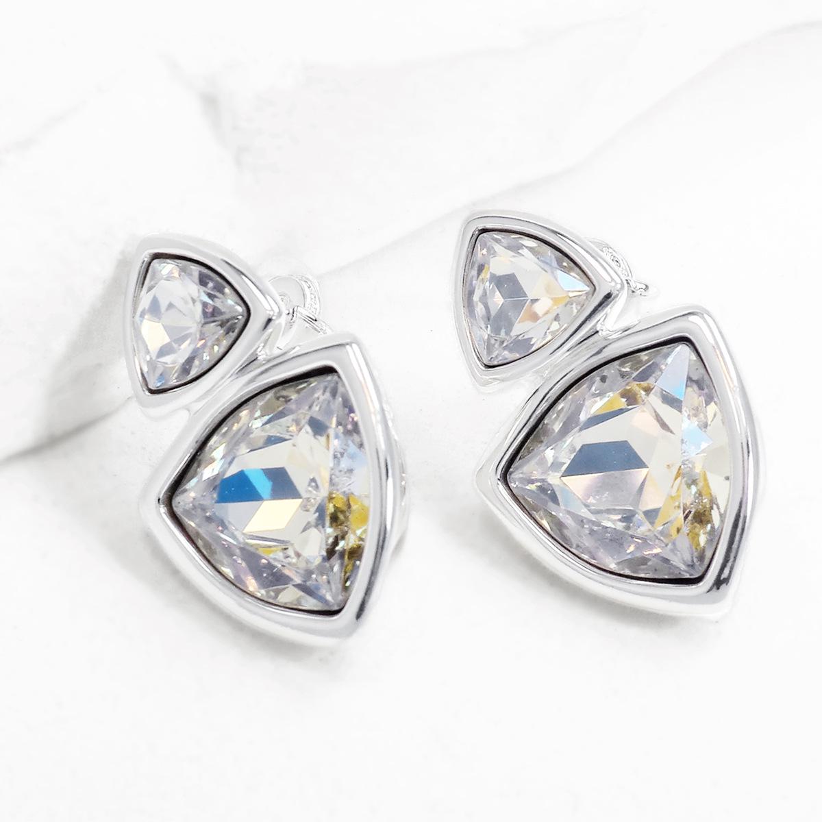 Spain UNOde50 European & American Triangle Stud Earrings with Three-Color Stones