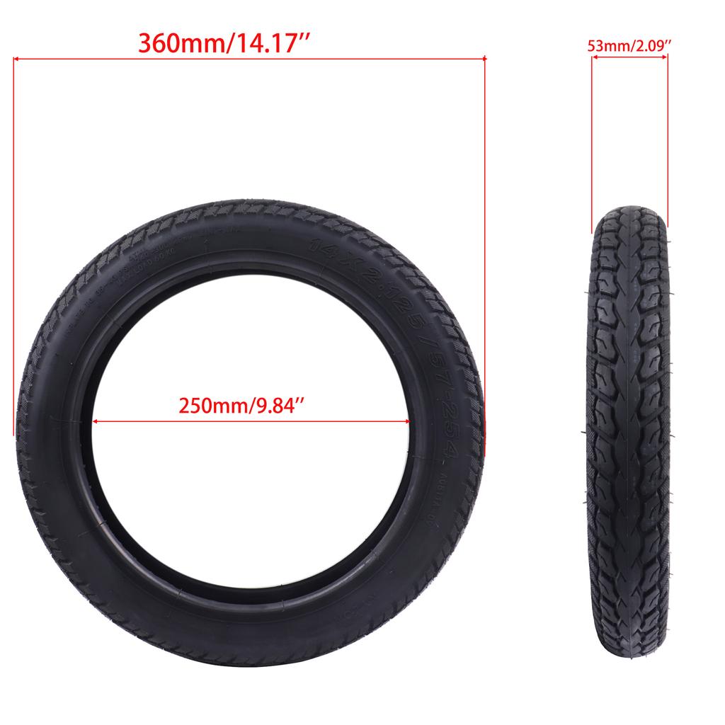 14 Inch 14 X 2.125/57-254 Inner and Outer Tyre for Electric Vehicles Electric Motorcycles Wear Resistant High-quality Tires