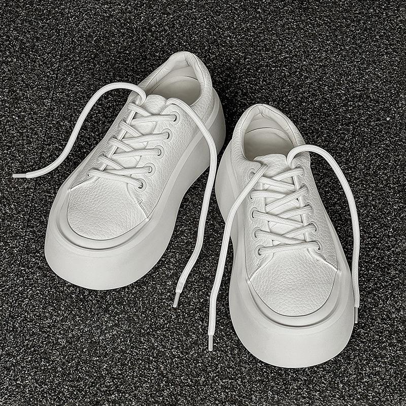 Niche flow design ins thick-soled heightening board shoes little white shoes bread muffin shoes 25542 white-J