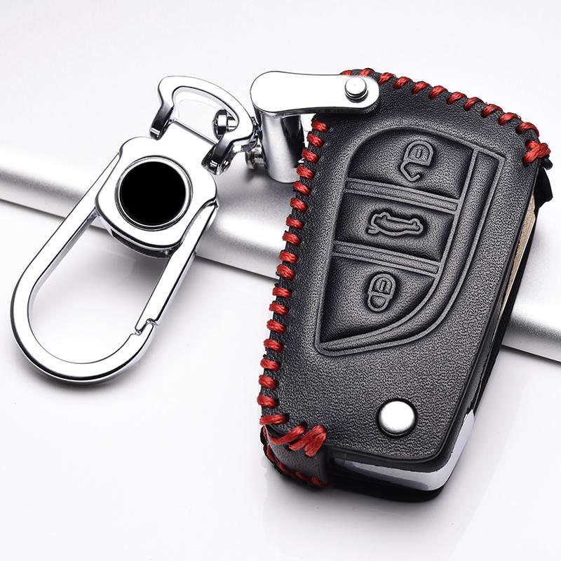 Leather Car key cover case shell set protector fob for Toyota aygo Yaris Highlander Camry RAV4 2 3 button key holder