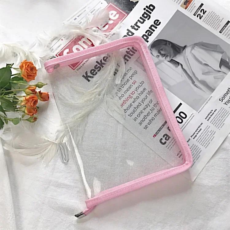 

A5 Прозрачный ПВХ Пакет с молнией с блестками Однотонный Простой Пластиковый Пакет для хранения данных студента Ручной блокнот Канцелярские товары PK