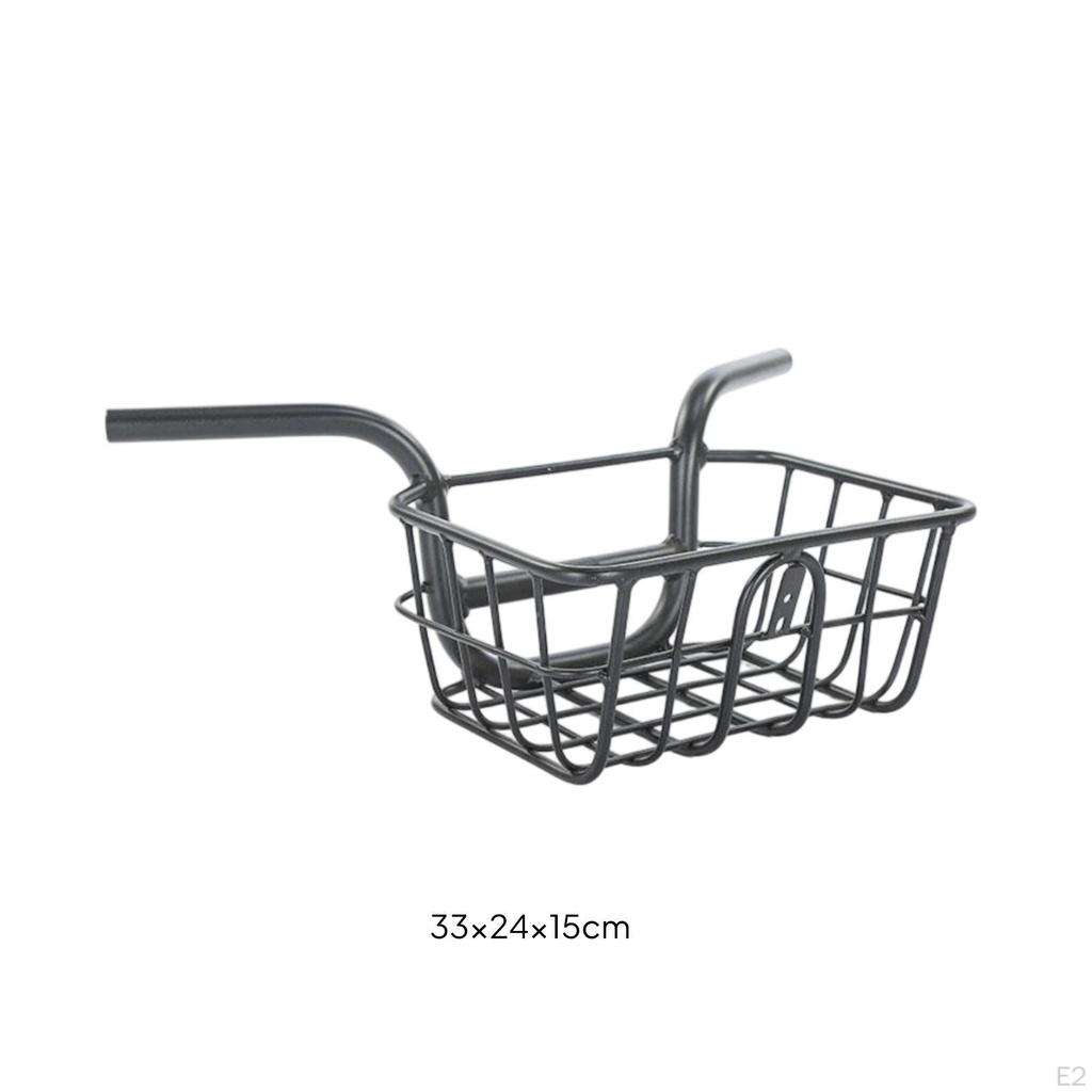 Cycle Front Basket Aluminum Handlebar WireFrame for Commuters, Daily Commuting, Errands Black