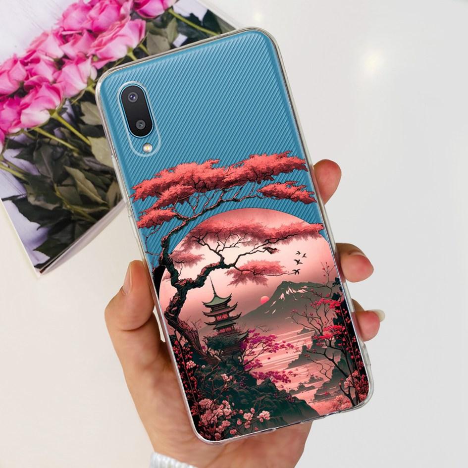 For Samsung Galaxy A02 Case M02 Phone Cover Fashion Flower Clear Silicone Soft Funda on Samsung A02 GalaxyA02 SM-A022F Protector