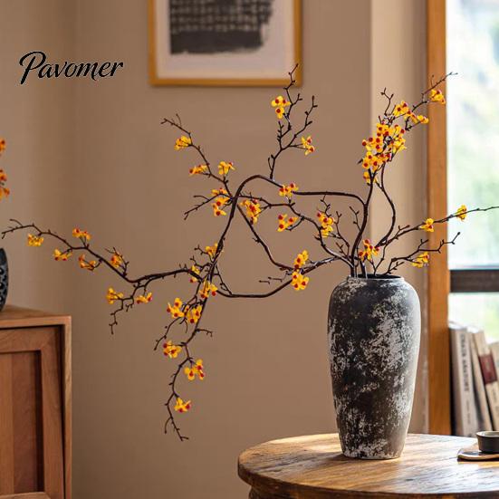 Flexible Faux Berry Stems Long Artificial Bittersweet Branches, Fall for Vase, Plants Fake Orange Berries Vase Branches Thanksgiving Table
