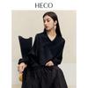 HECO New Chinese Style Layered Collar Acetate Long-Sleeve Shirt for Women
