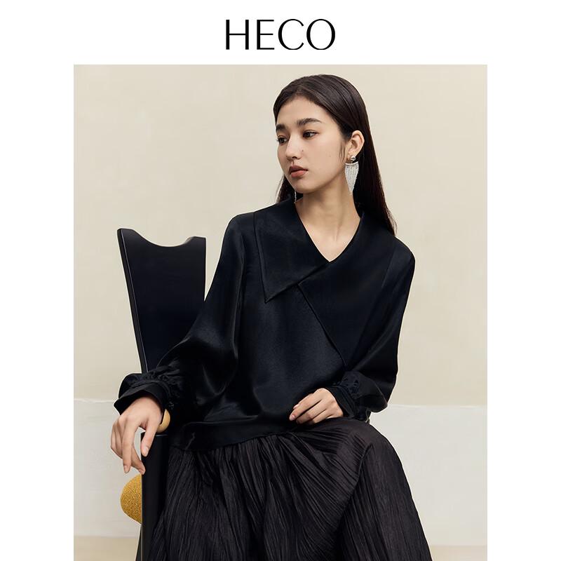 HECO New Chinese Style Layered Collar Acetate Long-Sleeve Shirt for Women