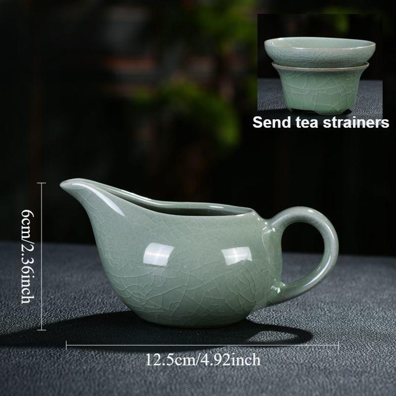 

Ru Kiln Fair Cup Household Ice Cracked Glazed Tea Strainer Set Chinese Style Blue Tea Divider Home Tea Ceremony Accessories 140ml