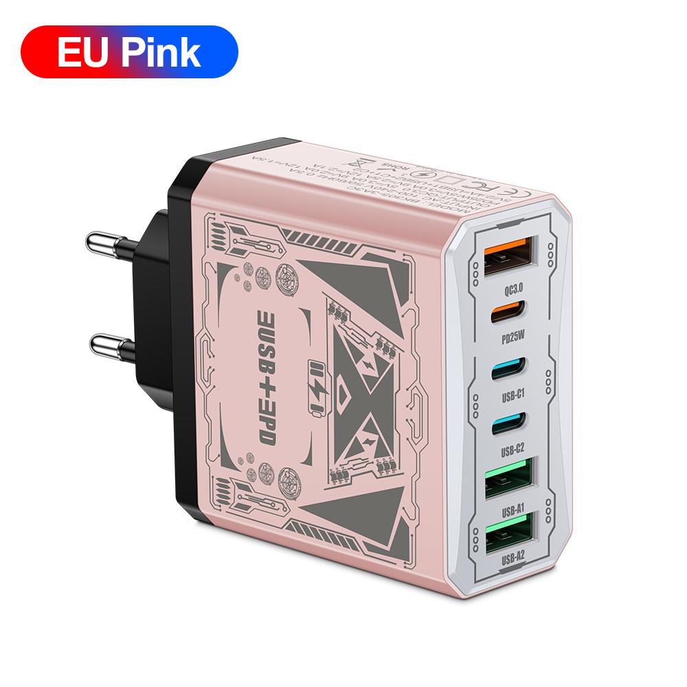 Carregador Rápido 25W 3 USB 3 PD Carregamento Rápido QC3.0 Carregador de Viagem Para iPhone Samsung Xiaomi Adaptador de Telefone Celular Tomada UE/EUA/Reino Unido