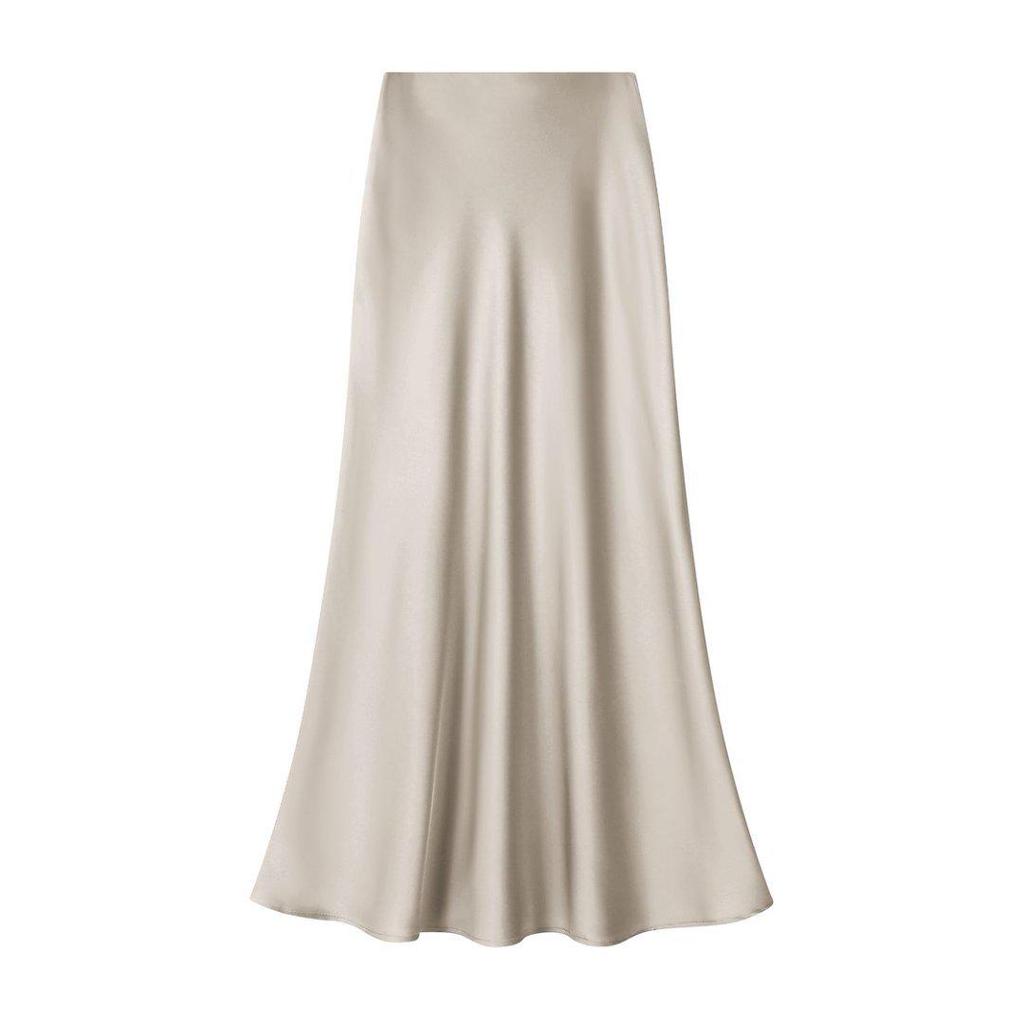 Elegant Satin Fishtail Midi Skirt - Women's High-Waist Silhouette for Summer
