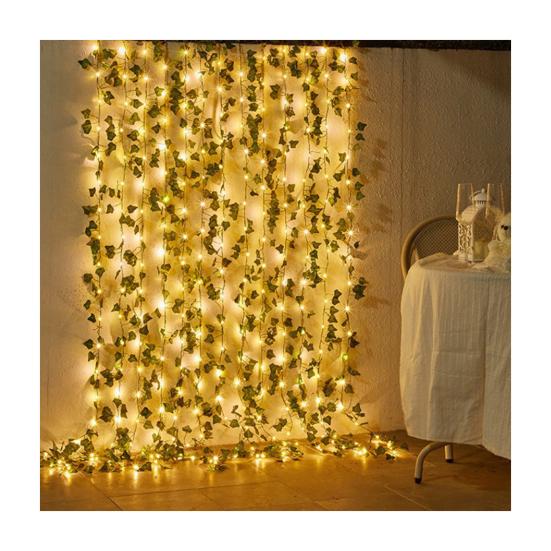 Christmas Wreath with Twinkling Fairy Lights Faux Olive Vine Garland Indoor Outdoor Holiday Decor for Fireplace Home