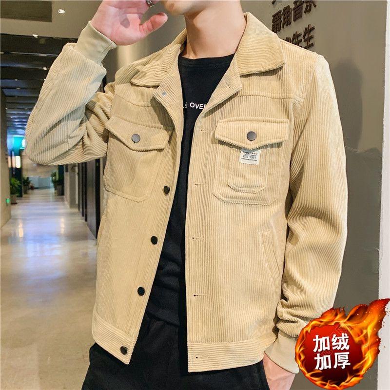 2025 Corduroy Jacket Men's Autumn and Winter Trend Handsome Versatile Lapel Spring Outer Casual Tooling Jacket Men
