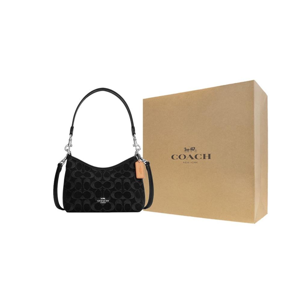 Coach Lorbeer 19 Monogramm Mahjong Tasche Baumwolle Und Leder Unterarm Schultertasche Kleine Damen Taschen Schwarz CCZ41-SVBK
