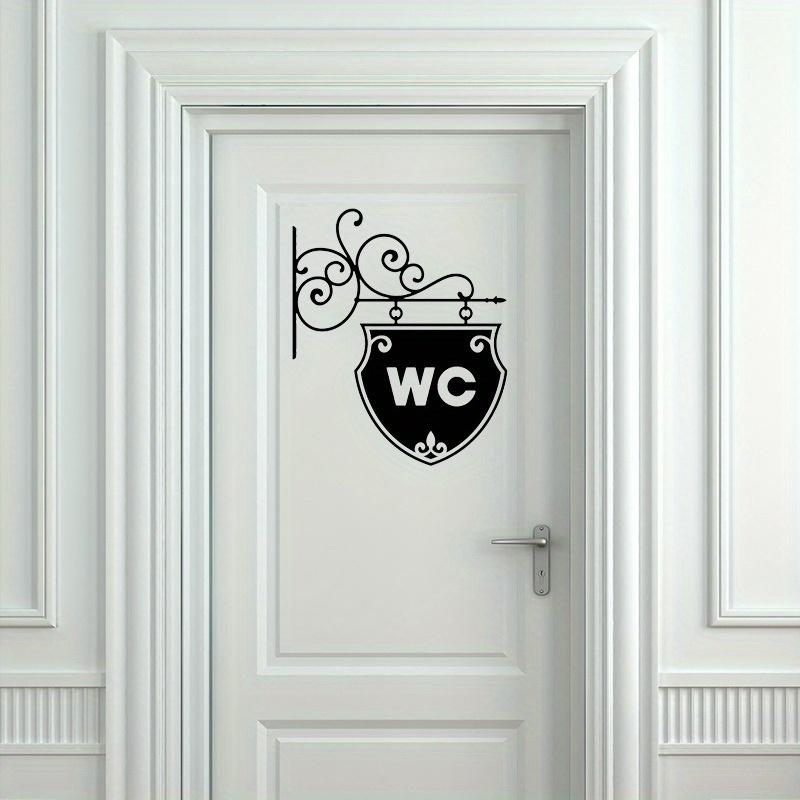 1pc Black And White Restroom Sign Wall Sticker, Decorative Sticker for Bathrooms, Background Decoration, Removable Self-Adhesive