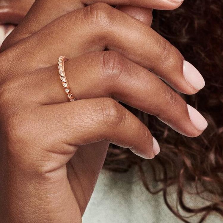 Pandora Cone Stud Alloy Ring Women rings Rose-Gold 182800C01