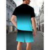 Gradient splicing letter pattern full body digital printing men's set