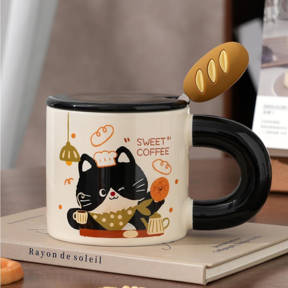 Creative cute bread cat mug personalized ceramic drinking cup high value simple souvenir coffee cup