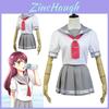 Love Live Sunshine Aqours Takami Chika Uniforme Traje de Marinheiro Fantasia Cosplay Saia Para Fãs de Anime