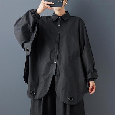 Lielizmēra krekli ar garām piedurknēm un blūzes blūzei ​​Ikdienišķi brīvi pavasara rudens topi sieviešu aizpogājams krekls