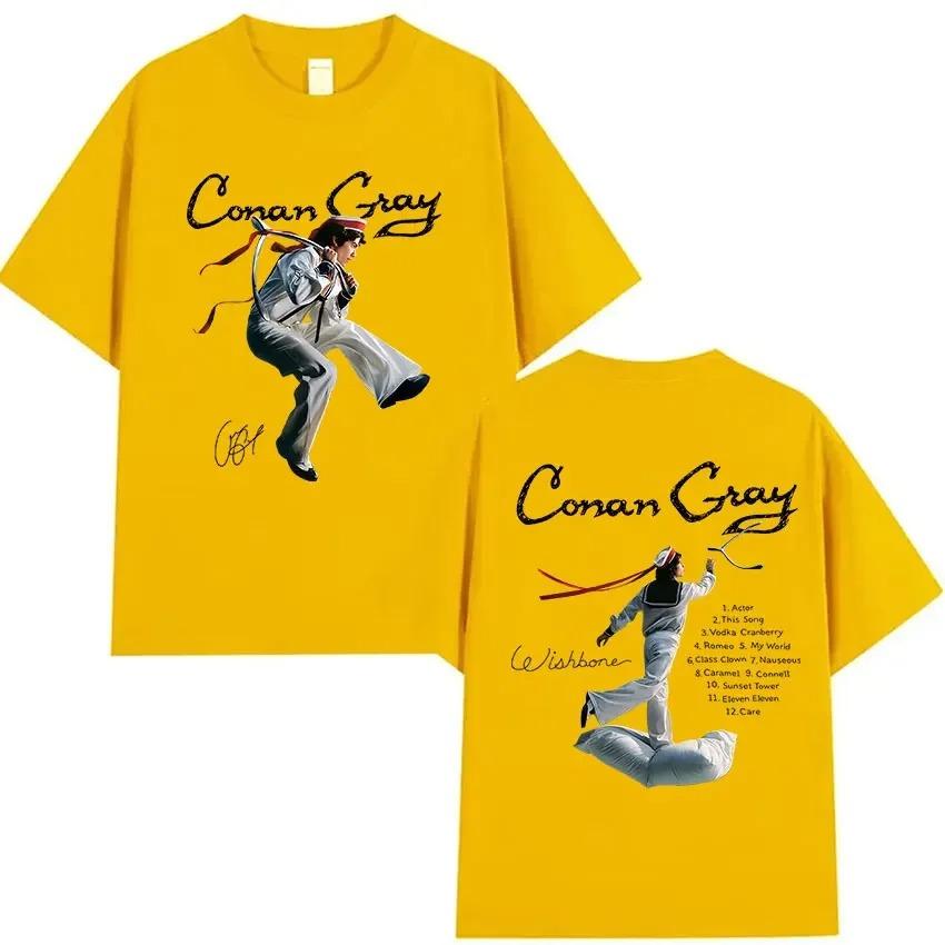 Conan Gray Wishbone World Tour 2026 T Shirt Men's Vintage High Quality Fashion T-shirts Man Hip Hop Short Sleeve Cotton T-shirt