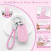 PIFOOG Key Fob Cover Fit for Chevy Pink 5 Button Car Keys Case Shell Bling Keychain Accessories Fits for Malibu Equinox Blazer Traverse Camaro Cruze