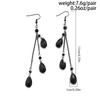 Ingemark Trendy Long Tassel Droplet Imitation Crystal Pendent Earrings Women Elegant Black Chain Piercing Drop Earrings Jewelry