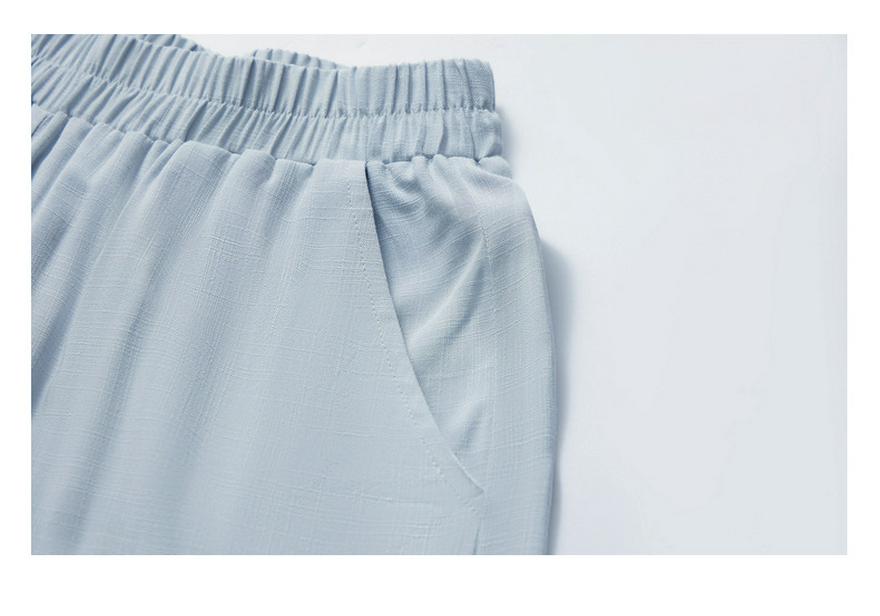 Elegant Summer 2026 Two-Piece Set: Short Sleeve Loose Top & Wide Leg Pants for Women - Chic & Dignified Style for Middle-Aged and Elderly